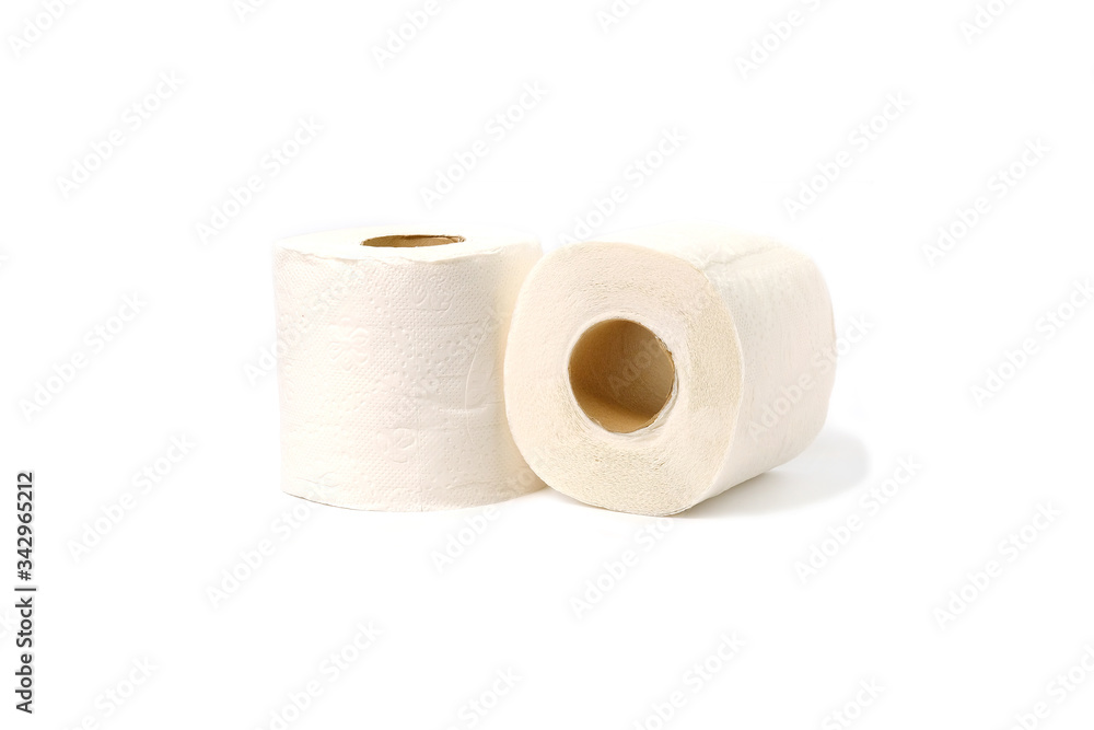 Roll of toilet paper or tissue isolated on white background Roll of toilet paper or tissue isolated on white background