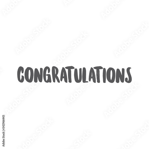 Congratulations text, hand drawn style lettering message.