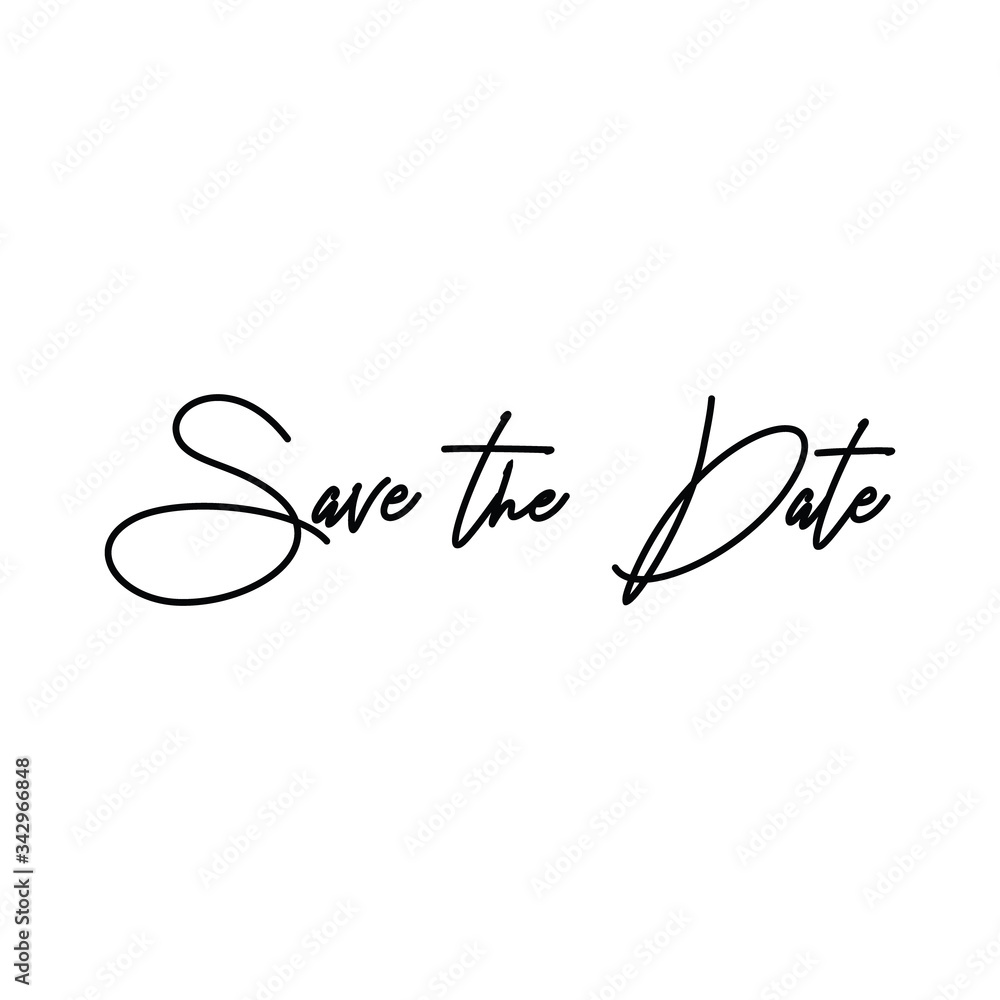 Save the Date text, hand drawn style lettering message.