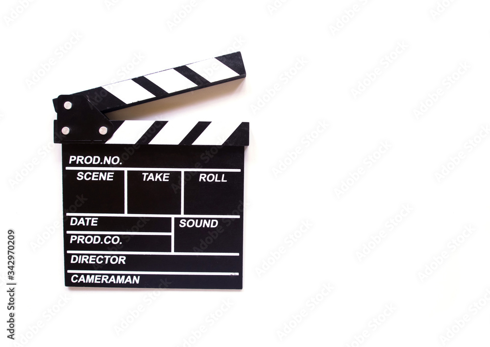 Clapper board isolated on white background.