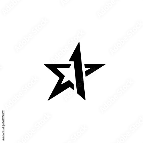 star 1 logo designs  Vector Image  , 1 star logo , star 1 logo icon 
