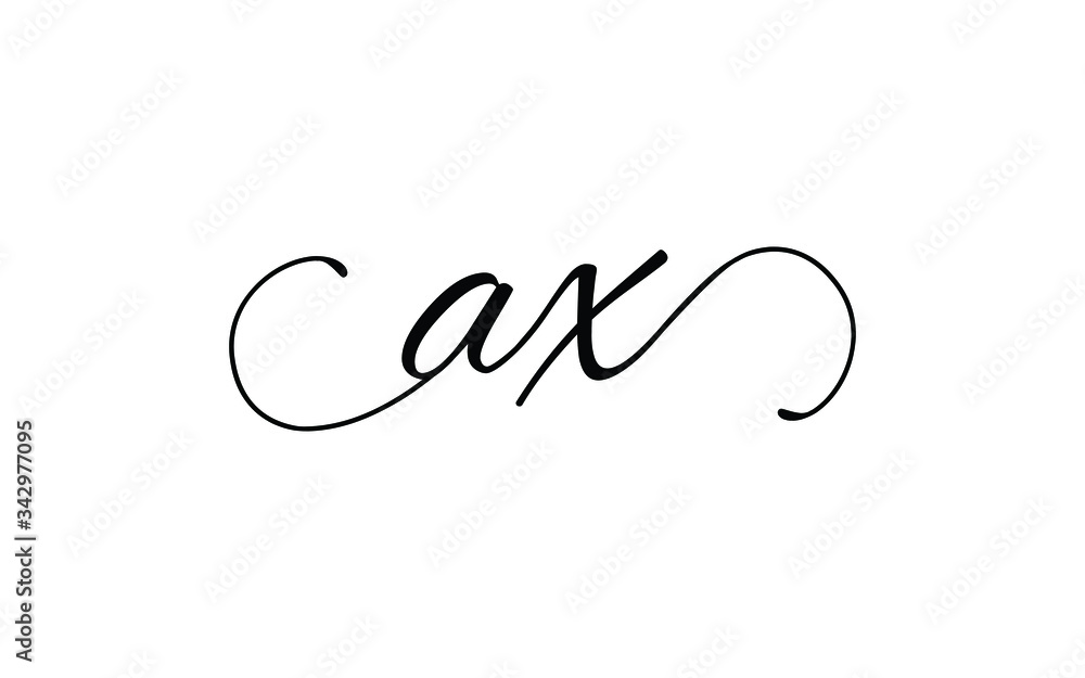 ax or xa and a, x Lowercase Cursive Letter Initial Logo Design, Vector Template