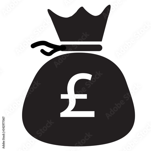 pounds bag icon on white background. flat style. money bag cash icon for your web site design, logo, app, UI. pound GBP black symbol. currency bag sign.
