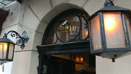 London, UK - November 09, 2019: view on the 221B Baker Street - Sherlock Holmes museum