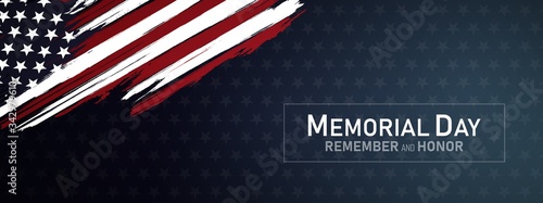 memorial day in the united states - remember and honor banner background vector illustration