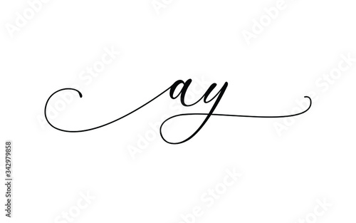 ay or ya and a, y Lowercase Cursive Letter Initial Logo Design, Vector Template