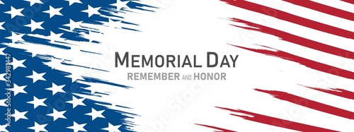 memorial day in the united states - remember and honor banner background vector illustration