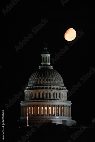 US Capitol dome at night. photo