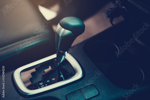 Automatic gearbox lever; Automatic transmission gearshift stick Close-up view