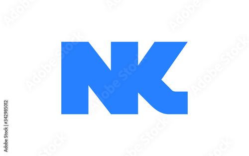 NK or KN and N, K Uppercase Letter Initial Logo Design, Vector Template