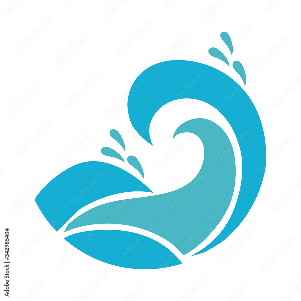 Fototapeta premium water wave ocean flat style icon