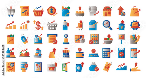 bundle of price hike set icons