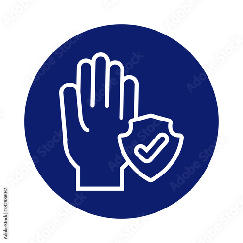hand washing with shield block style icon