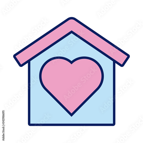house with heart solidarity line and fill style
