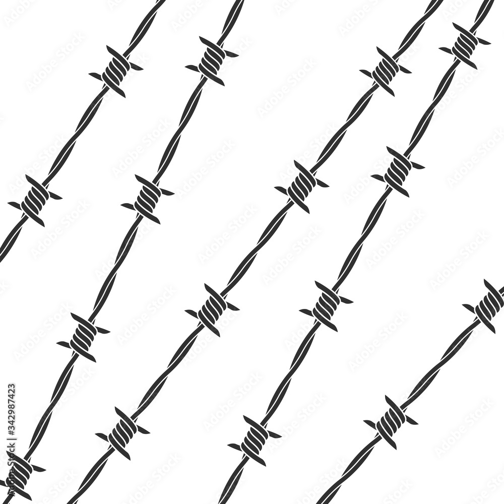Fototapeta premium Barbed wire. Vector background. Isolated barbed wire on white background