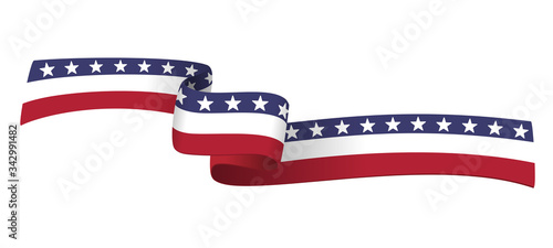 American ribbon flag on white background