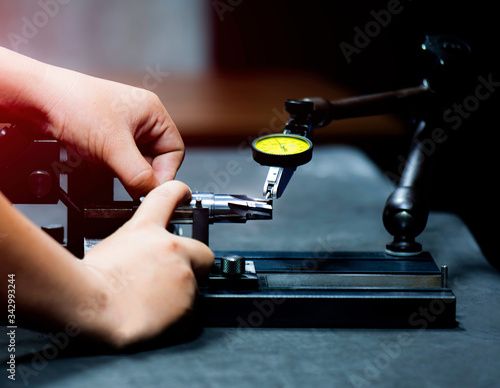 Konstfotografi quality control check run out, diameter drill reamer cutting tool, measurement dimension isolated