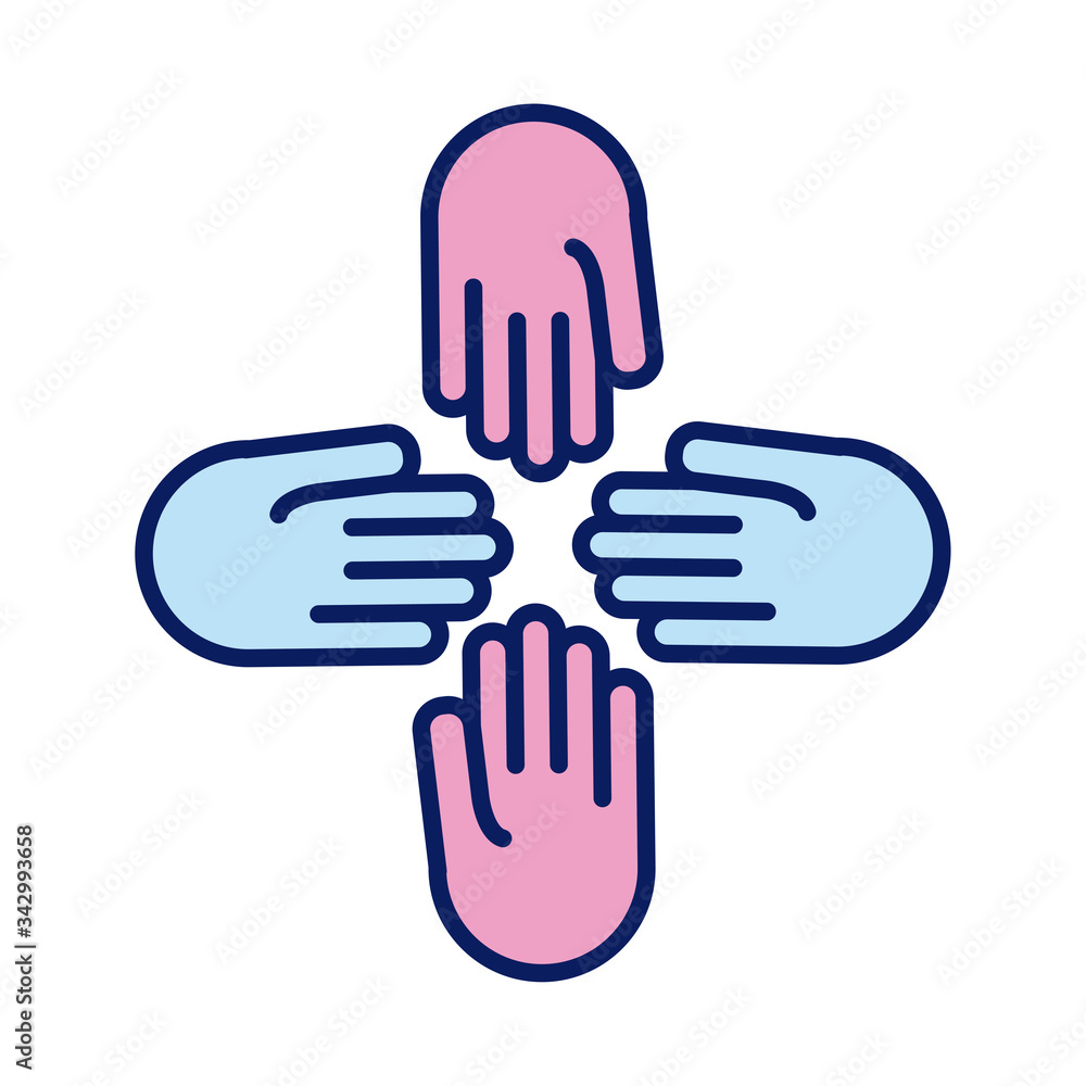 hands human solidarity line and fill style hands human solidarity line and fill style