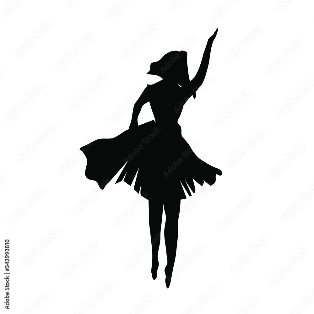 Female woman girl in dress black logo icon sign silhouette Dancer ballerina Fashion style design for the women's center store beauty salon hairdressing salon Vector illustration Female woman girl in dress black logo icon sign silhouette Dancer ballerina Fashion style design for the women's center store beauty salon hairdressing salon Vector illustration