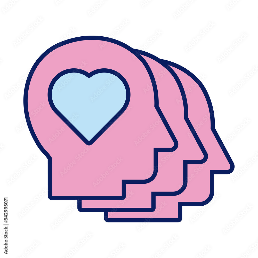 profiles humans with hearts solidarity line and fill profiles humans with hearts solidarity line and fill