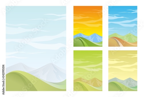 summer holiday beach and mountain vector background illustration