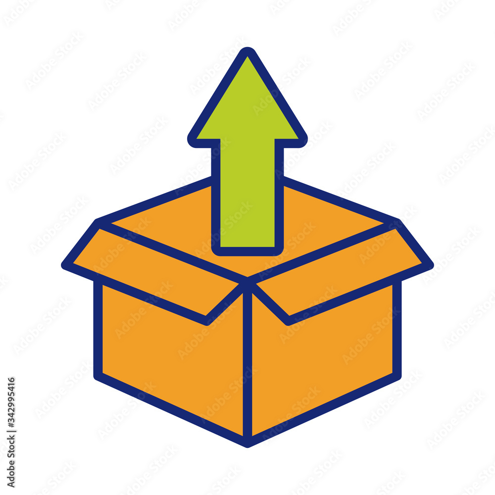 arrow up with box carton packing postal service line and fill style arrow up with box carton packing postal service line and fill style