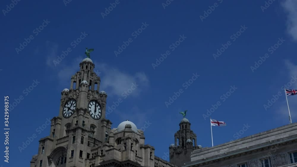 Liverpool city centre on a sunny summer day with blue sky UK England