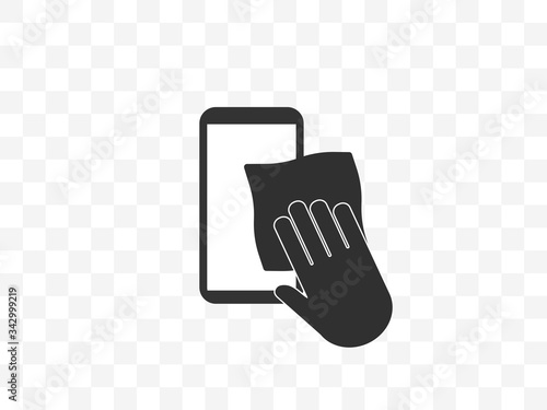 Display phone clean, disinfection icon. Vector illustration, flat design.