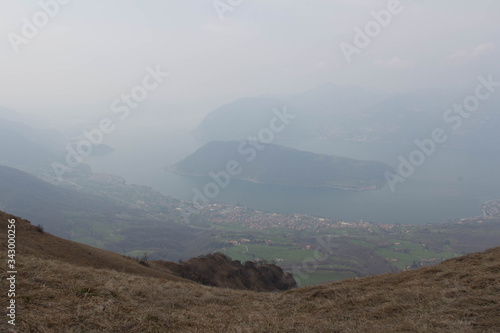 The view from Punta Almana Mountain on Iseo Lake, Lombardy, Italy. photo