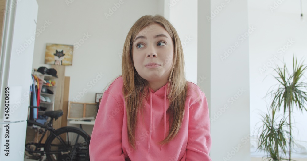 Young woman makes video conference Young woman makes video conference