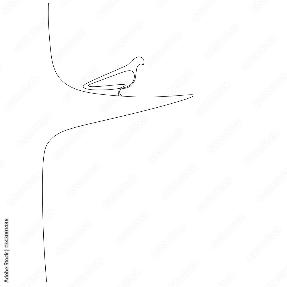 Bird silhouette on tree. Vector illustration Bird silhouette on tree. Vector illustration