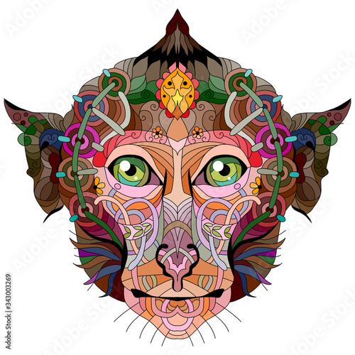 Zentangle monkey head with mandala. Hand drawn decorative vector illustration