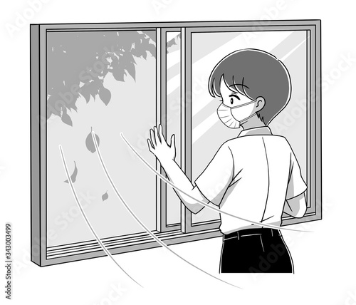 モノクロ 部屋を換気するイラスト2 Stock イラスト Adobe Stock モノクロ 部屋を換気するイラスト2 Stock イラスト Adobe Stock