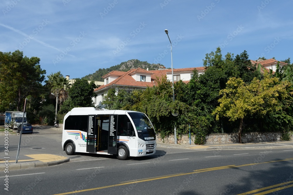 The shuttle bus leaves from 107 streets of the sea city of Marmaris. Turkey