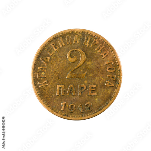 1 perper coin from montenegro (1913) obverse isolated on white background