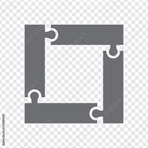 Simple icon square puzzle in gray. Simple icon square puzzle of the four elements  on transparent background for your web site design, app, UI. Flat design. EPS10.