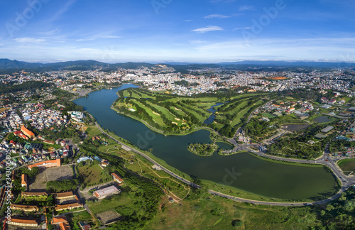 Royalty high quality free stock image aerial view of center city, Dalat, VIetnam