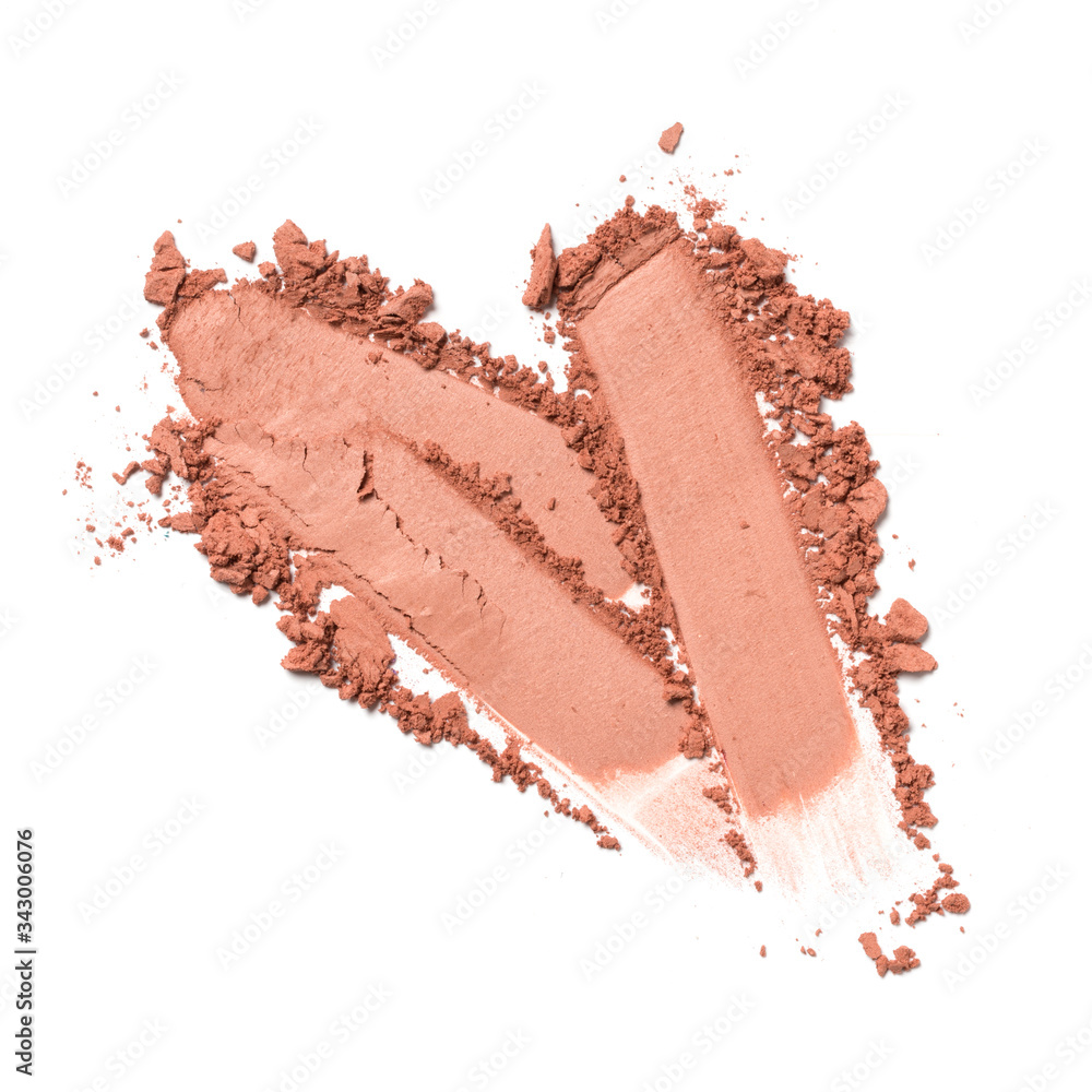 Close-up of make-up swatch. Smear of crushed beige or light brown eye shadow Close-up of make-up swatch. Smear of crushed beige or light brown eye shadow