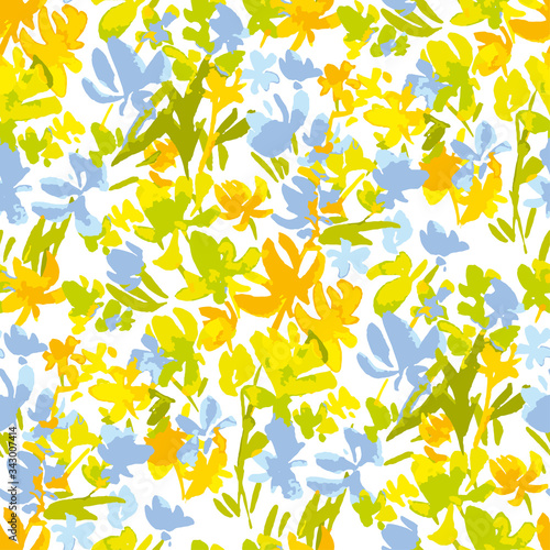 Abstract meadow flower watercolor pattern