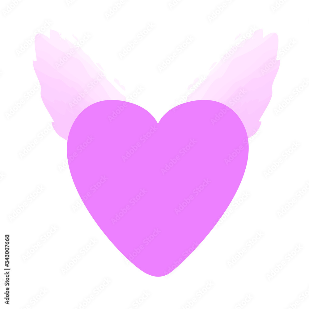 Pink heart with pink wings