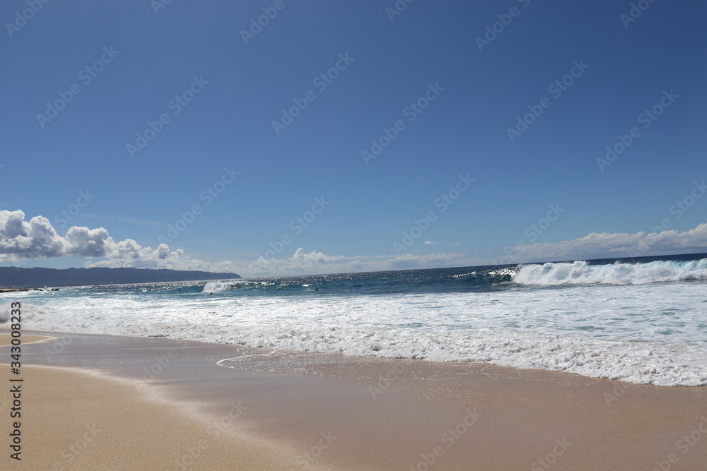 The Banzai Pipeline surf reef break located in Hawaii at Ehukai Beach Park in Pupukea on Oahu North Shore