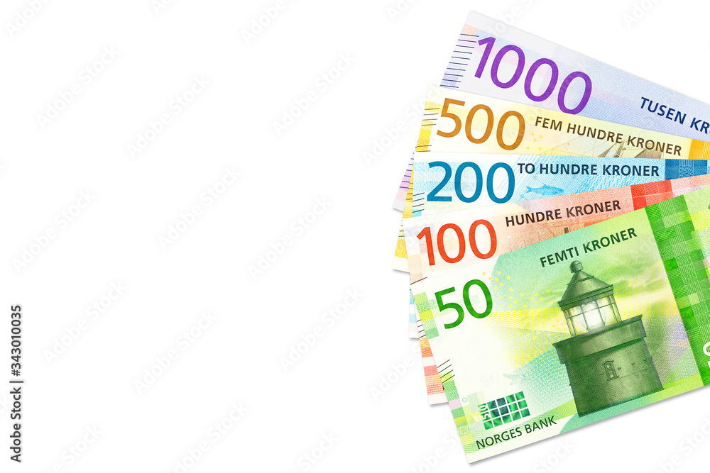 some new norwegian krone banknotes indicating economics with copy space some new norwegian krone banknotes indicating economics with copy space