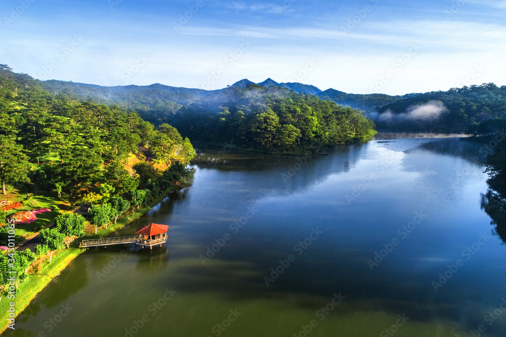 Fototapeta premium Love valley in Dalat Vietnam is one of the most romantic sites of Dalat city, with many deep valleys and endless pine forests.