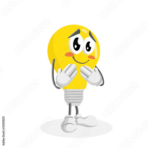 Bulp Logo mascot ashamed pose and background with flat design style for your mascot branding.