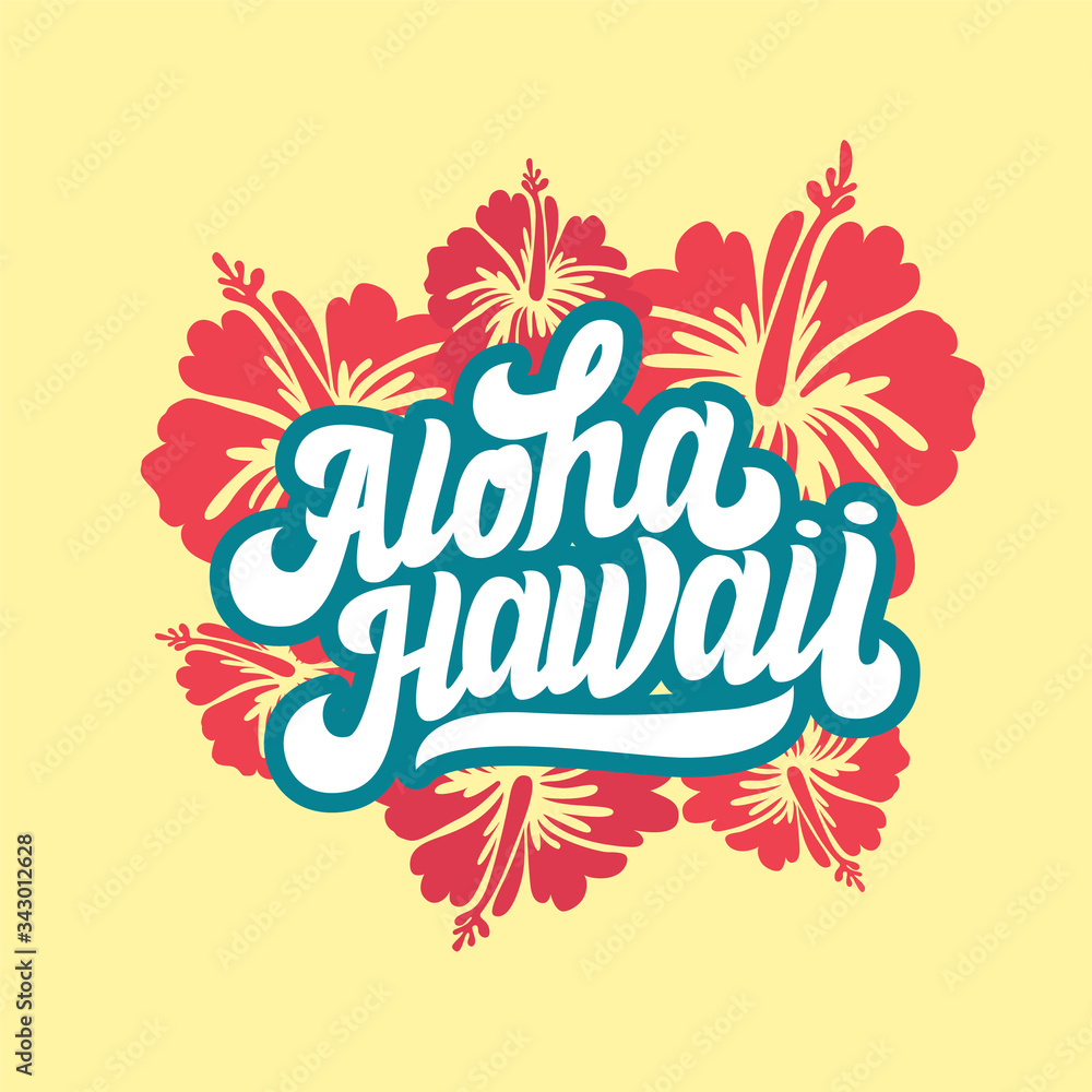Aloha Hawaii t-shirt design. Summer paradise phrase. Vector illustration