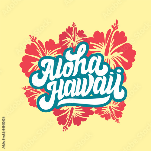 Aloha Hawaii t-shirt design. Summer paradise phrase. Vector illustration