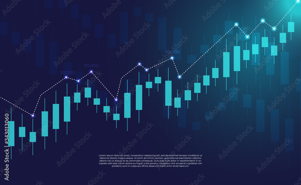 Stock market or forex trading graph. in graphic concept suitable for financial investment or Economic trends business. with neon effect. finance background. forex backdrop. Vector illustration