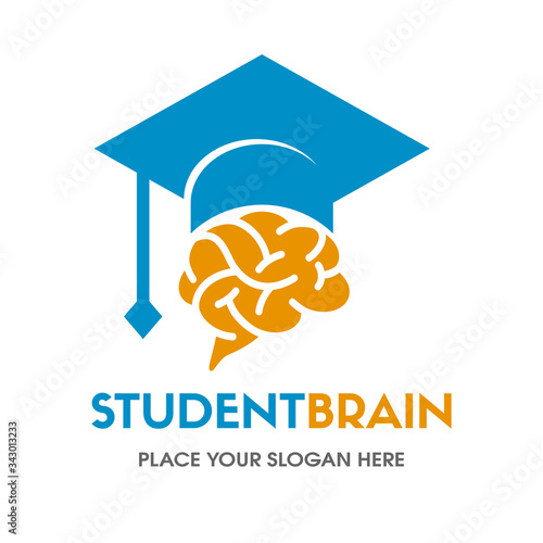 Student brain vector logo template. This logo use hat symbol. Suitable for education.