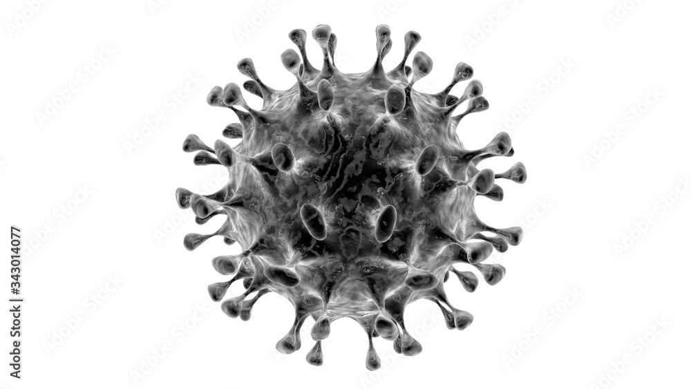 Covid-19 coronavirus cell isolated on white background in 3D rendering ...