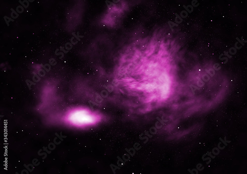 Far being shone nebula and star field. 3D rendering